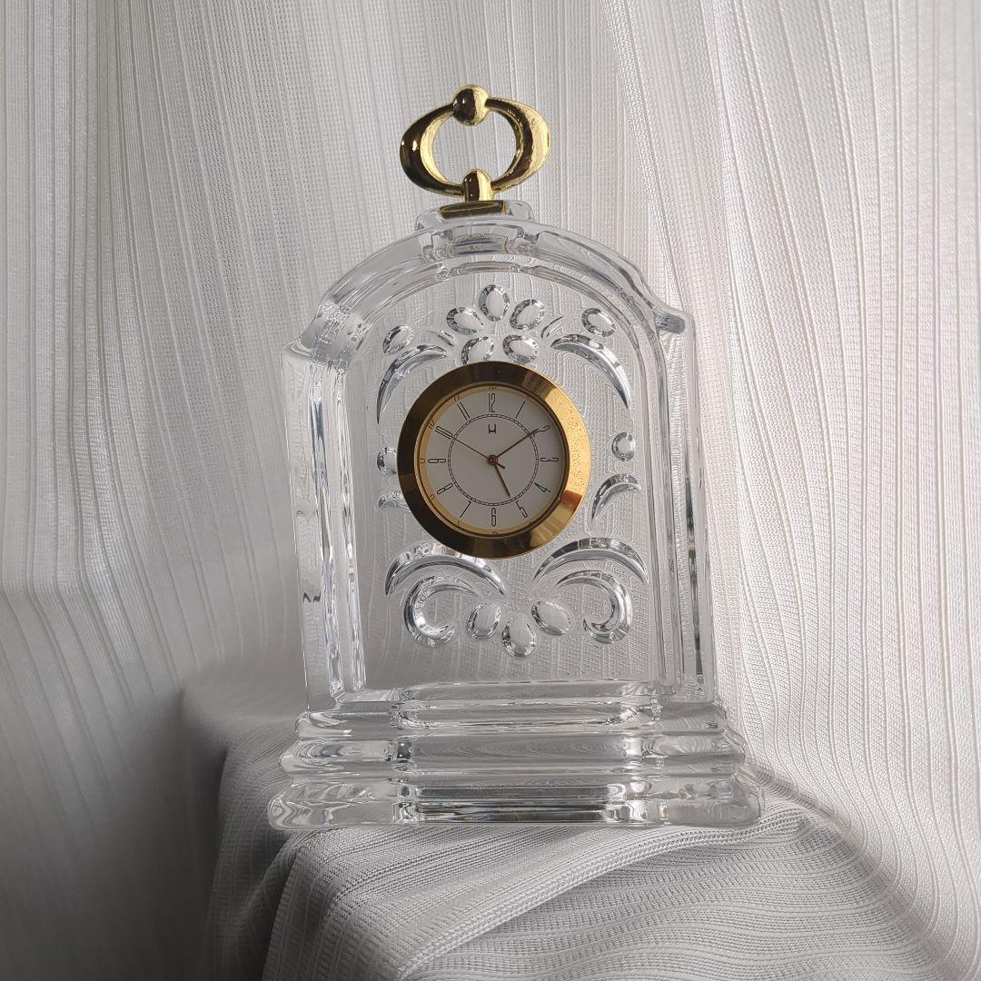 HOYA ホヤ クリスタルガラス 置時計 装飾的 新品 箱付き インテリア