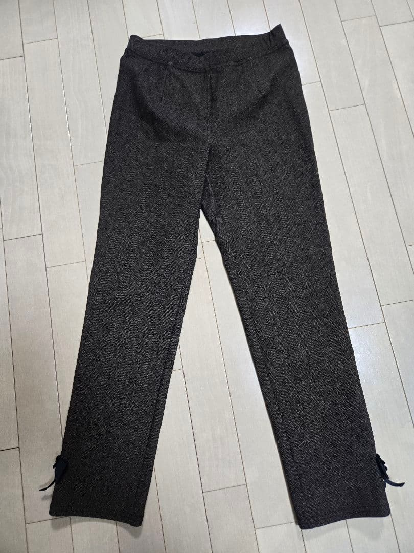 未使用スーパーSuperbeautyヘリンボーン裏起毛ストレッチパンツ茶黒系40