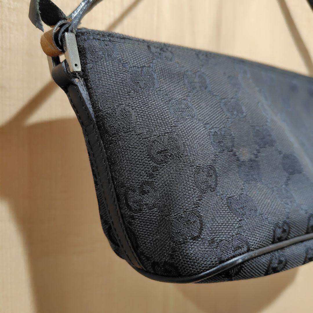 GUCCI 】GGパターン アクセサリーポーチ ブラック キャンバス地