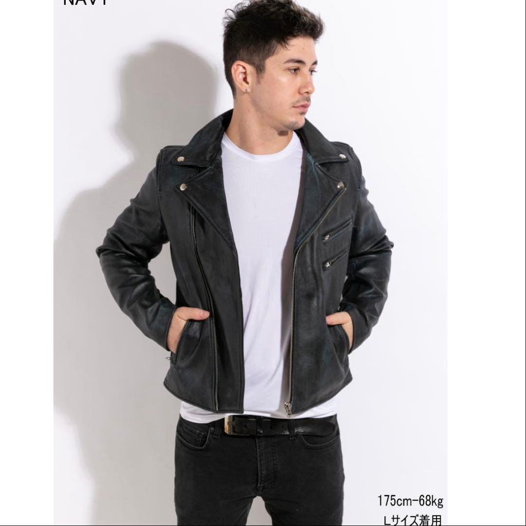 希少5L/完売品 フリーダムレザー 本革 ダブルライダースジャケット