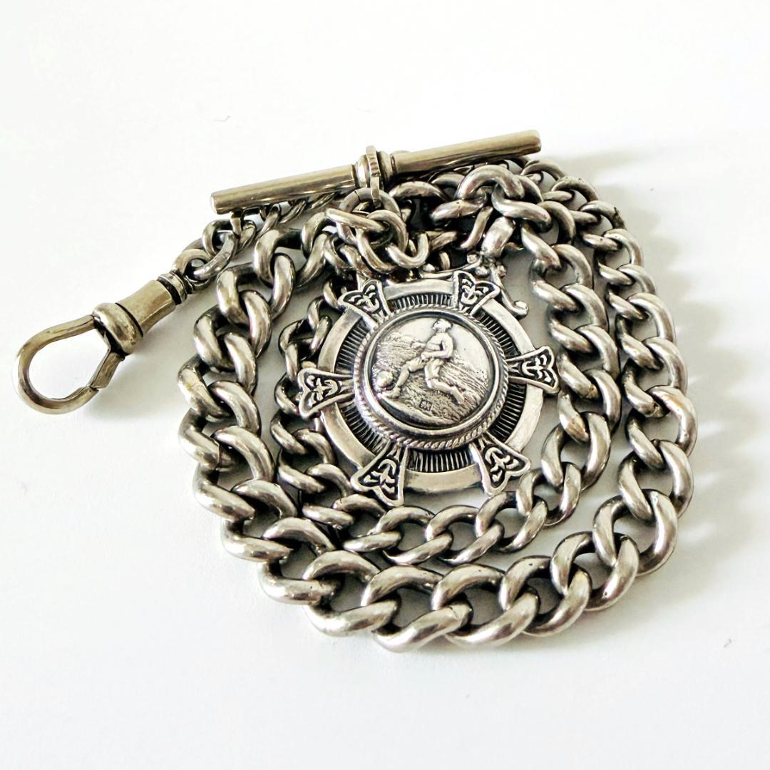 1920年☆英国☆アルバートチェーン/純銀製/アンティーク - メルカリ
