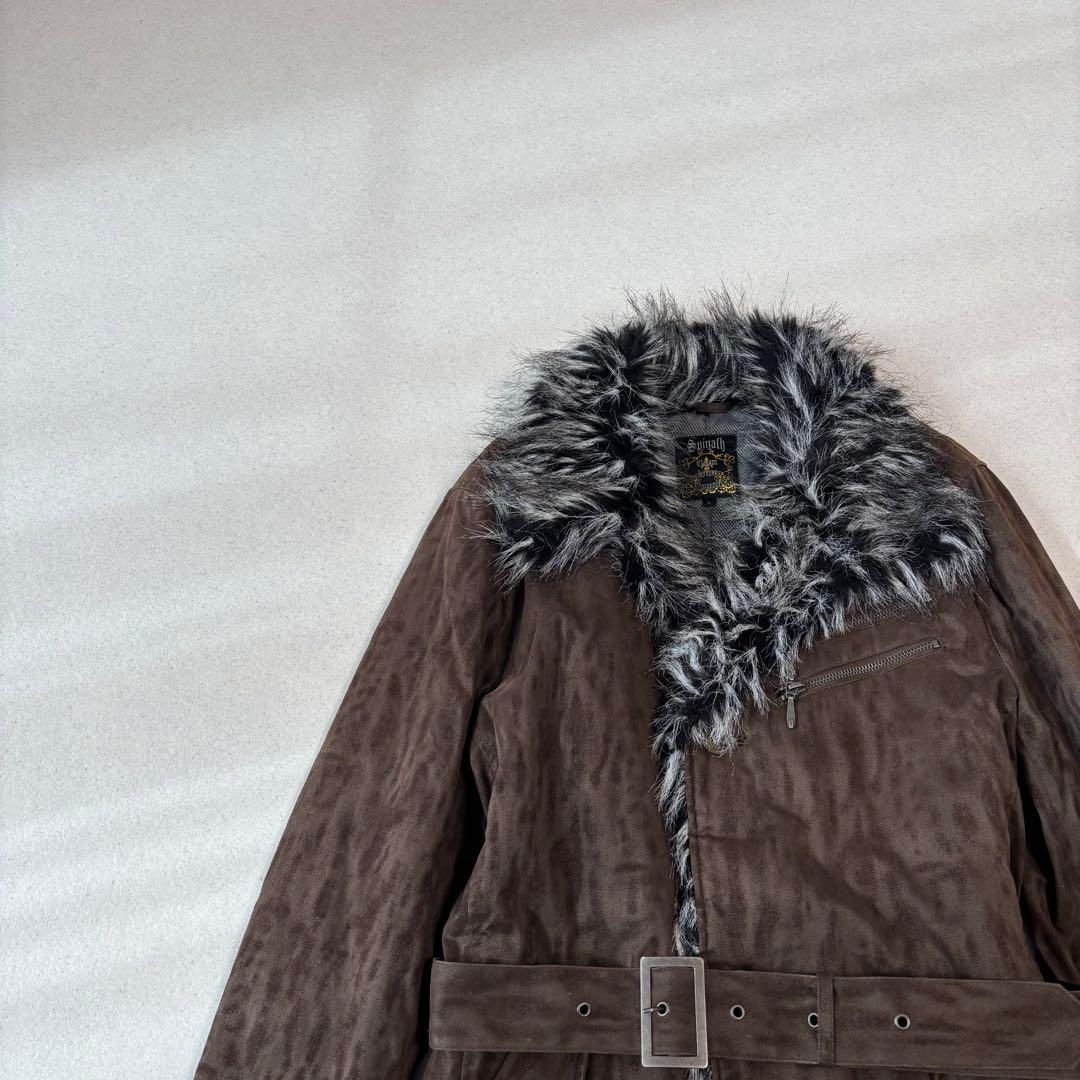 Y2K 00s 平成 fur coat brown L グランジ ギャル - メルカリ