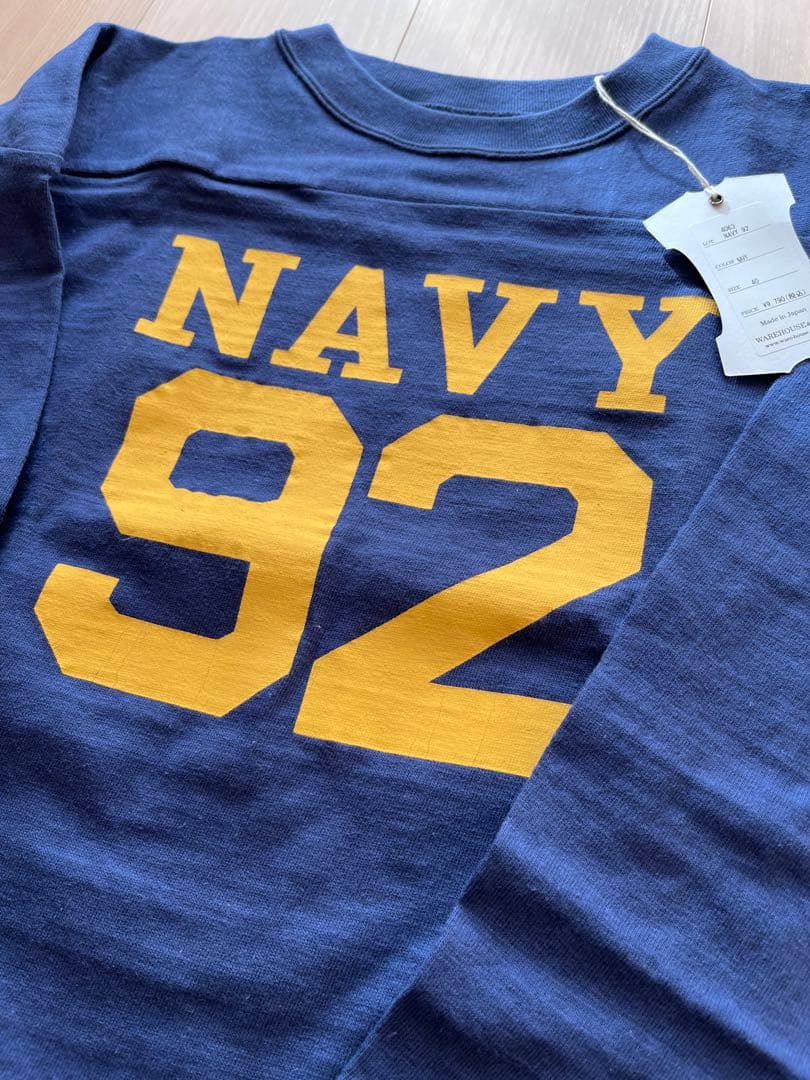WAREHOUSE Lot4063 7分袖フットボールT NAVY92 L 40