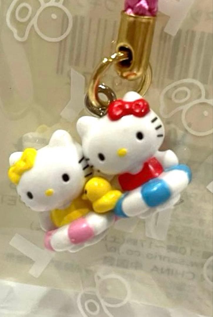 d*7様 ハローキティ 根付 ストラップ キティ&ミミイ vivitix うきわ