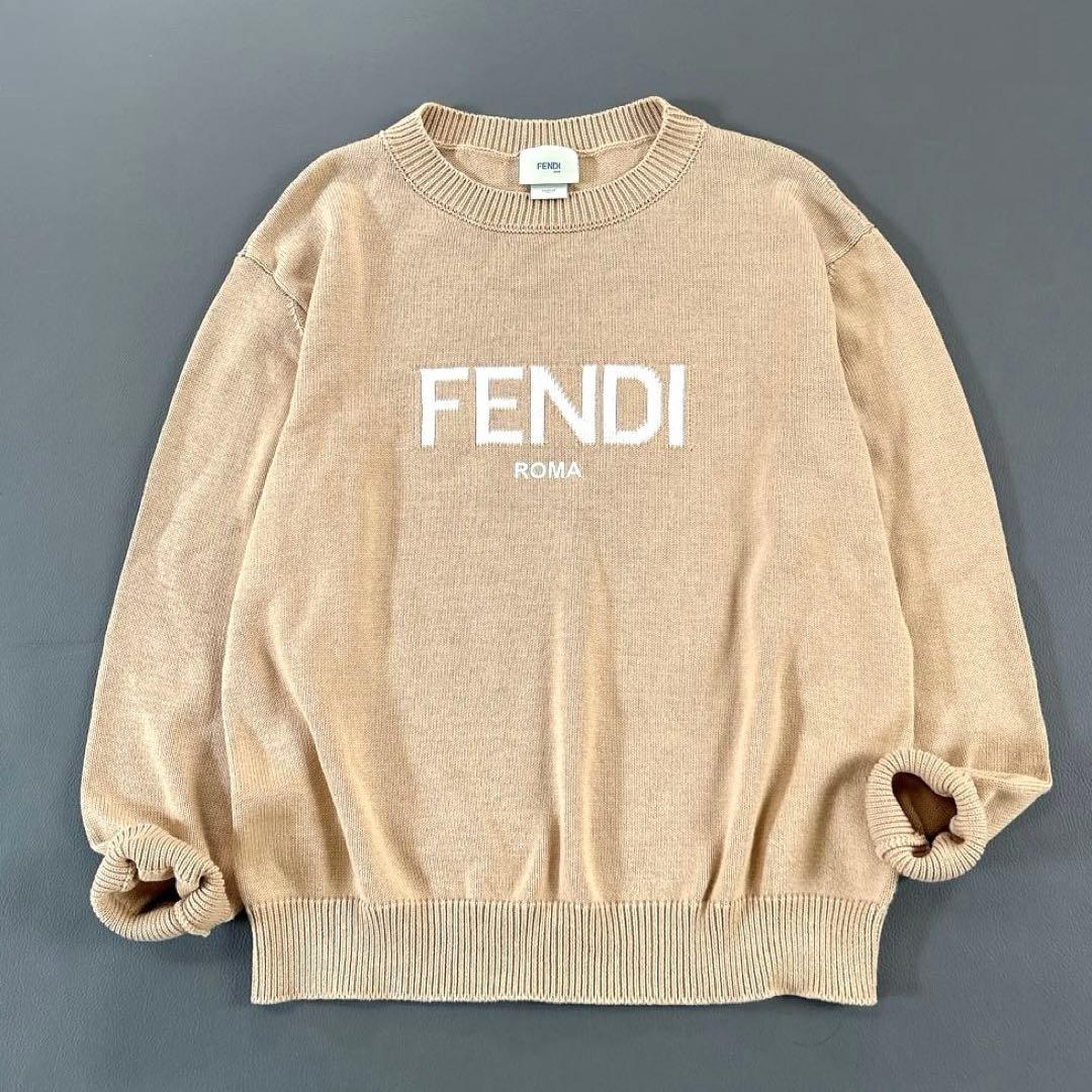美品♡フェンディ ロゴ入りニット コットン 12+ S〜M相当 ベージュ系