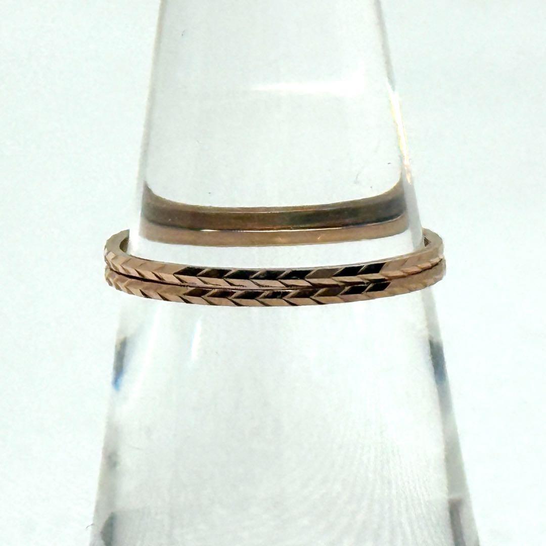 【新品未使用】K10 デザインリング 11号 0.91g 重ね付け 華奢リング