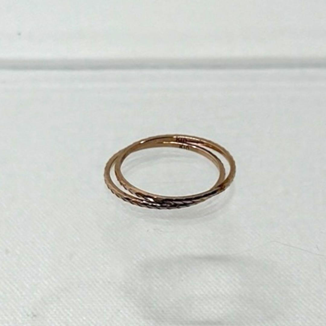 【新品未使用】K10 デザインリング 11号 0.91g 重ね付け 華奢リング