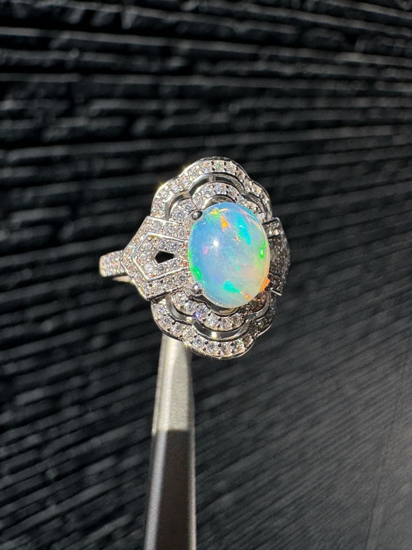 新作 天然石水オパール遊色綺麗極彩ルース0.860ct S925 18KGP - メルカリ