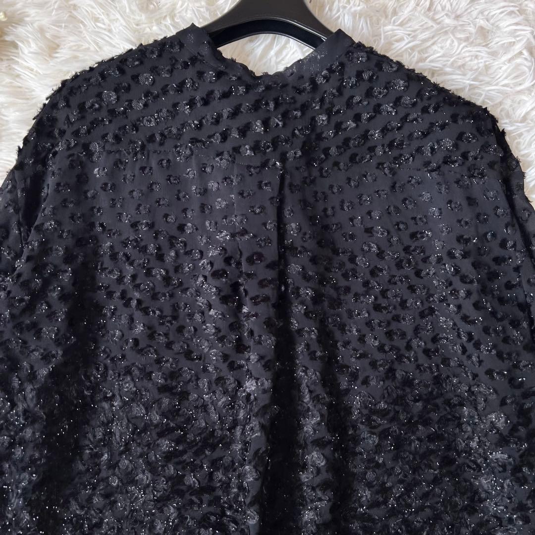 Drawer ドゥロワー ダブル リボン フリンジ ジャガード シアー ブラウス