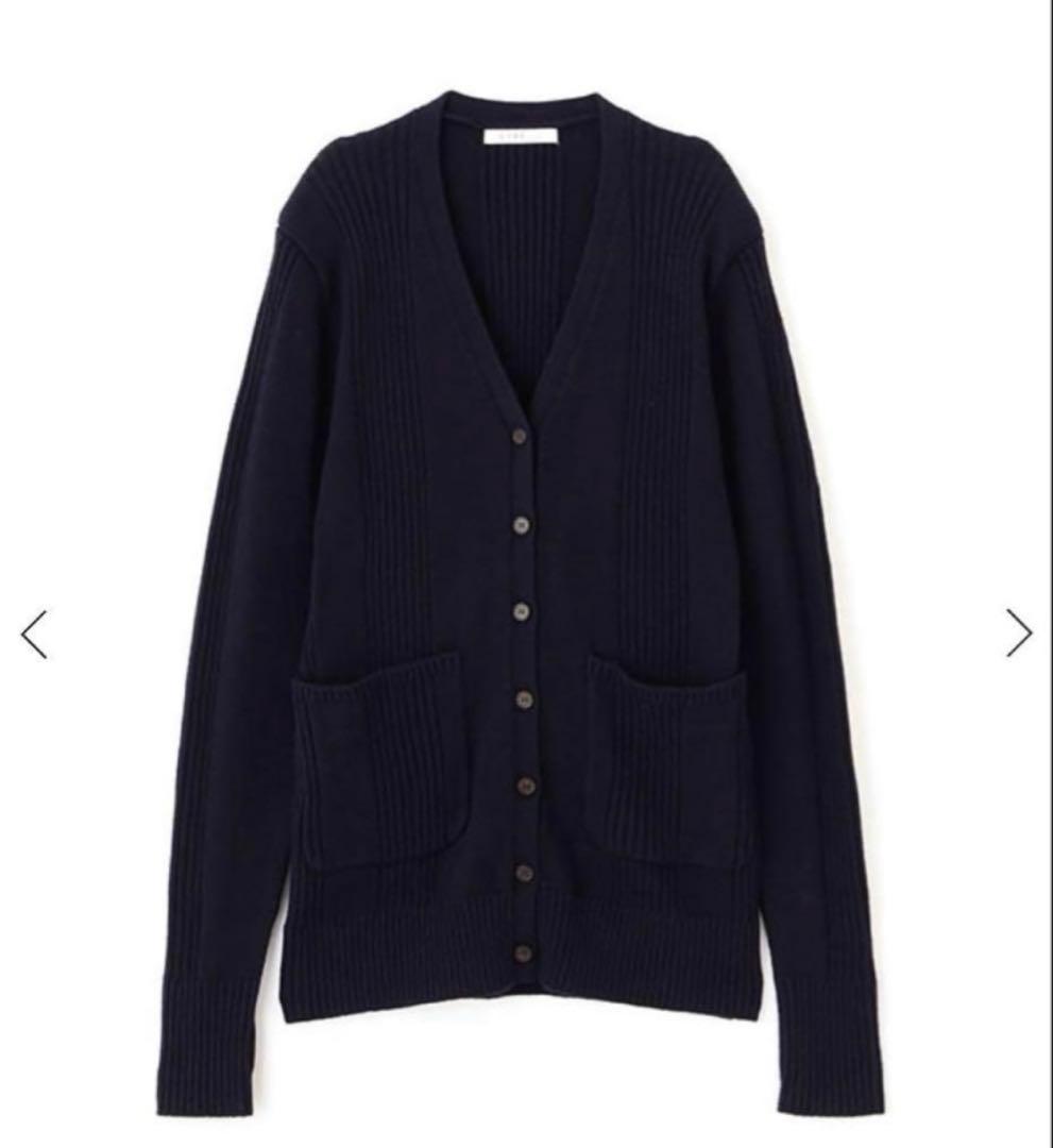 完売品】etre tokyo ランダムリブVネックニットカーディガン ネイビー