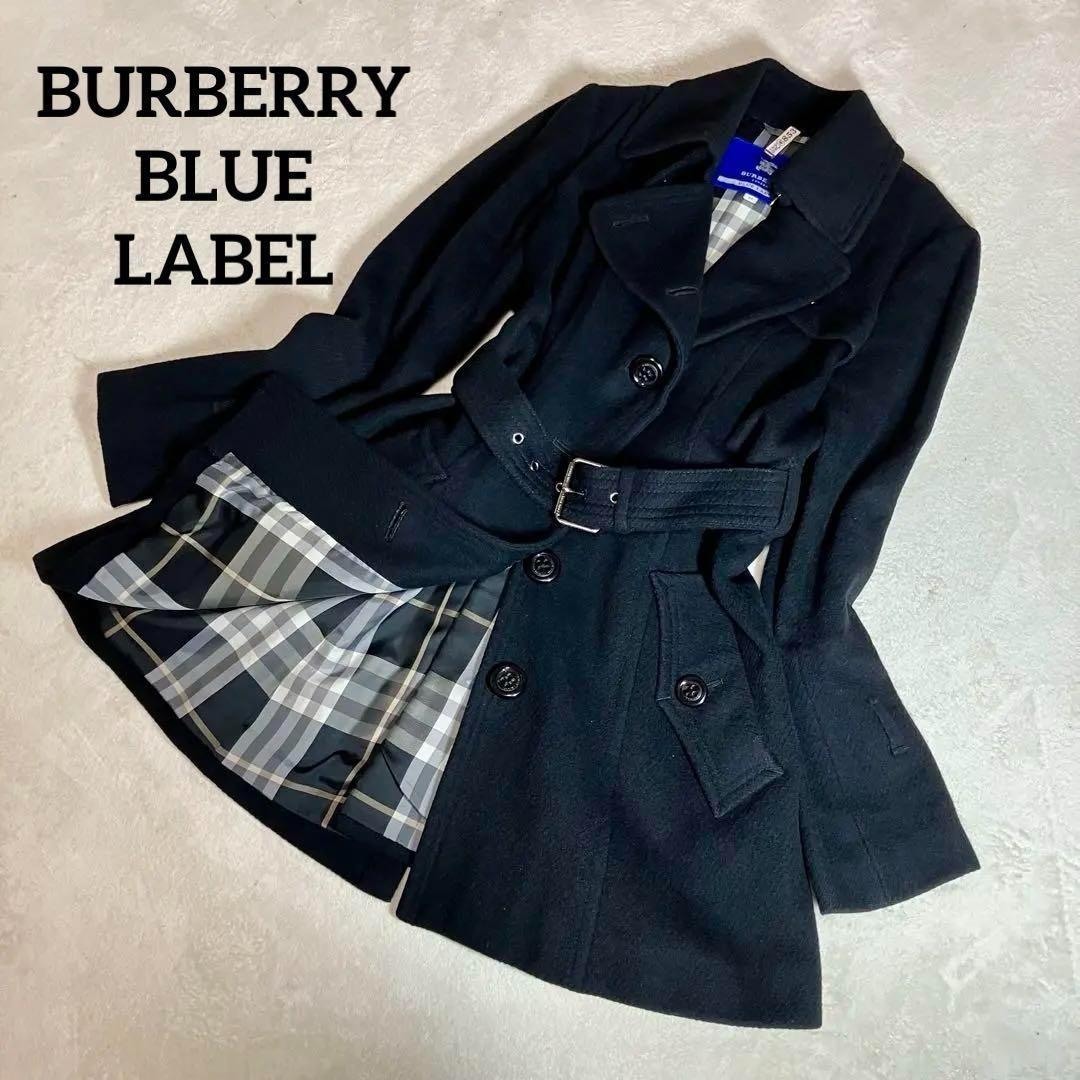 バーバリー ブルーレーベル ウールコート ￼きれいめ アンゴラ混 刻印