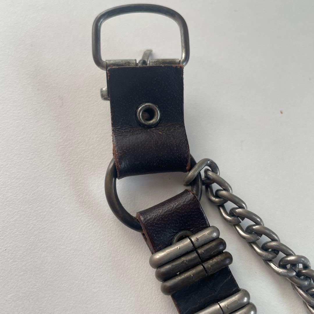 Maison Margiela 11 ブラウン レザーブレスレット チェーン