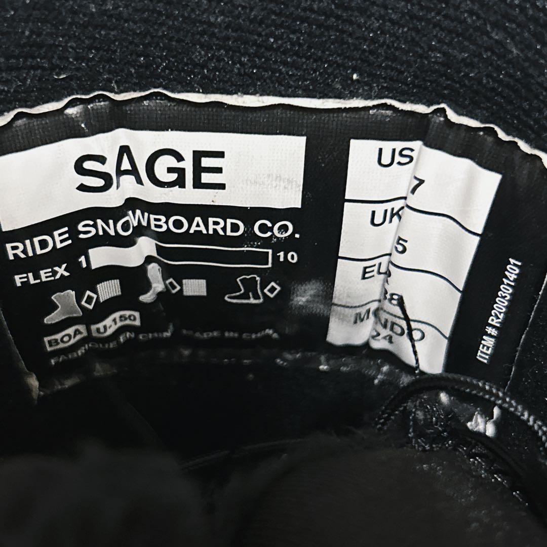 【極美品】RIDE SAGE ボア スノーボードブーツ 24.0cm