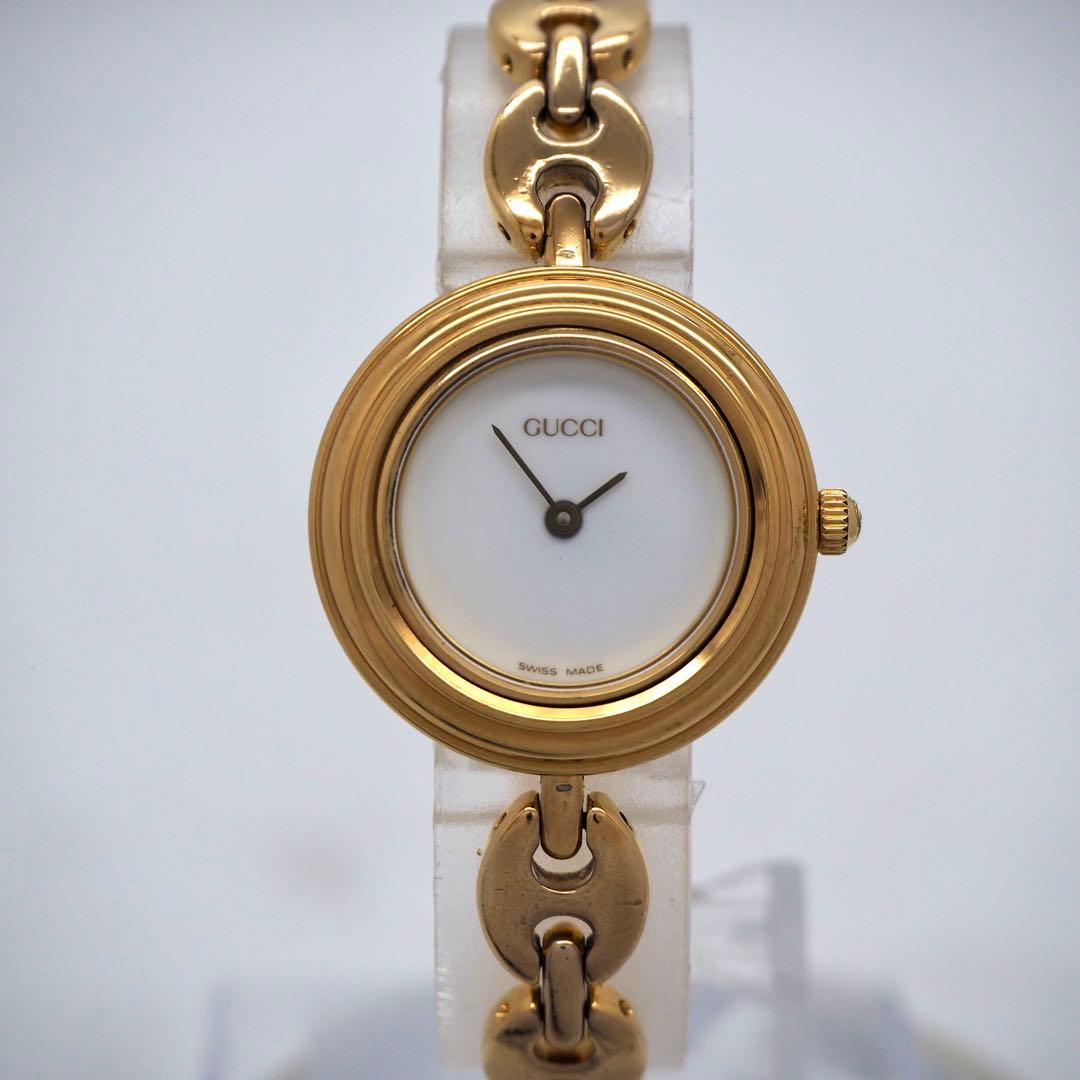 242 稼働【美品】GUCCI 時計 箱付き チェンジベゼル 6色 ゴールド