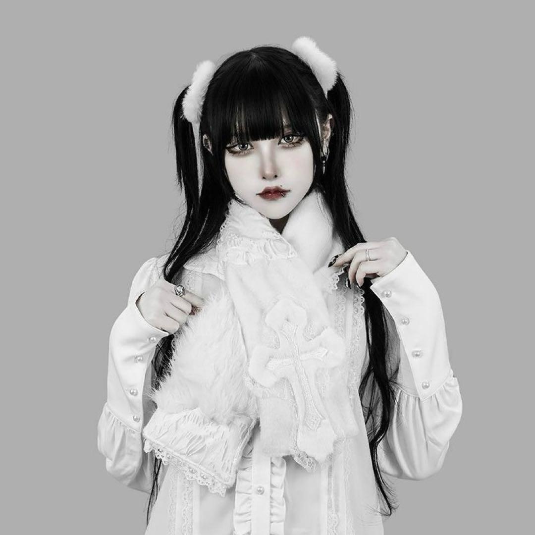 ♡ DimMoire 十字の誓いつぎはぎマフラー White - メルカリ