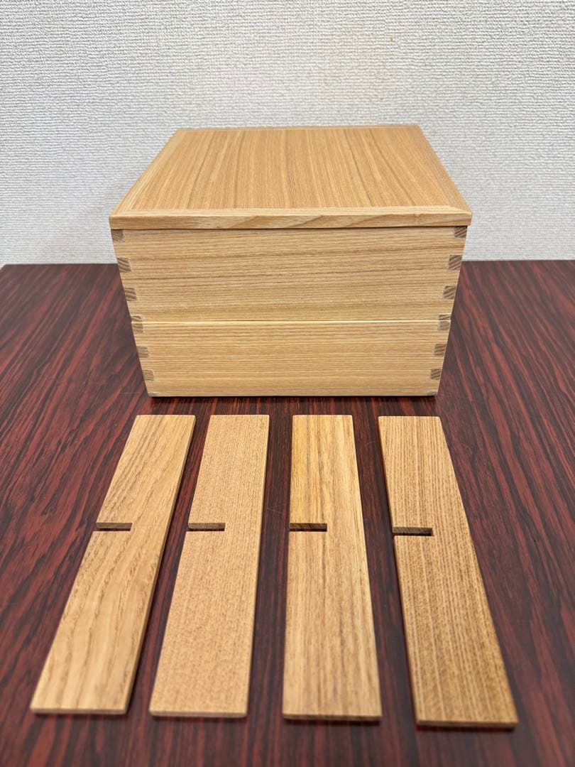 松屋漆器店　白木塗タモ６寸二段重箱(ナチュラル)