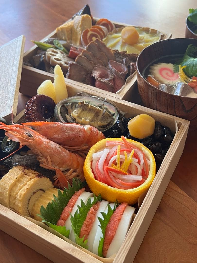 松屋漆器店　白木塗タモ６寸二段重箱(ナチュラル)