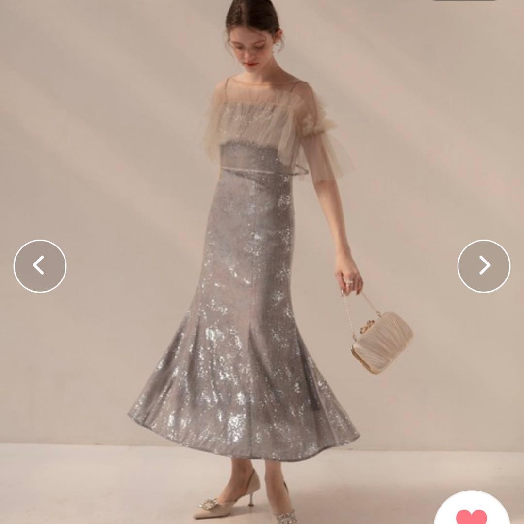 LEJA】 チュールフリルボレロペイントマーメイドドレスワンピース