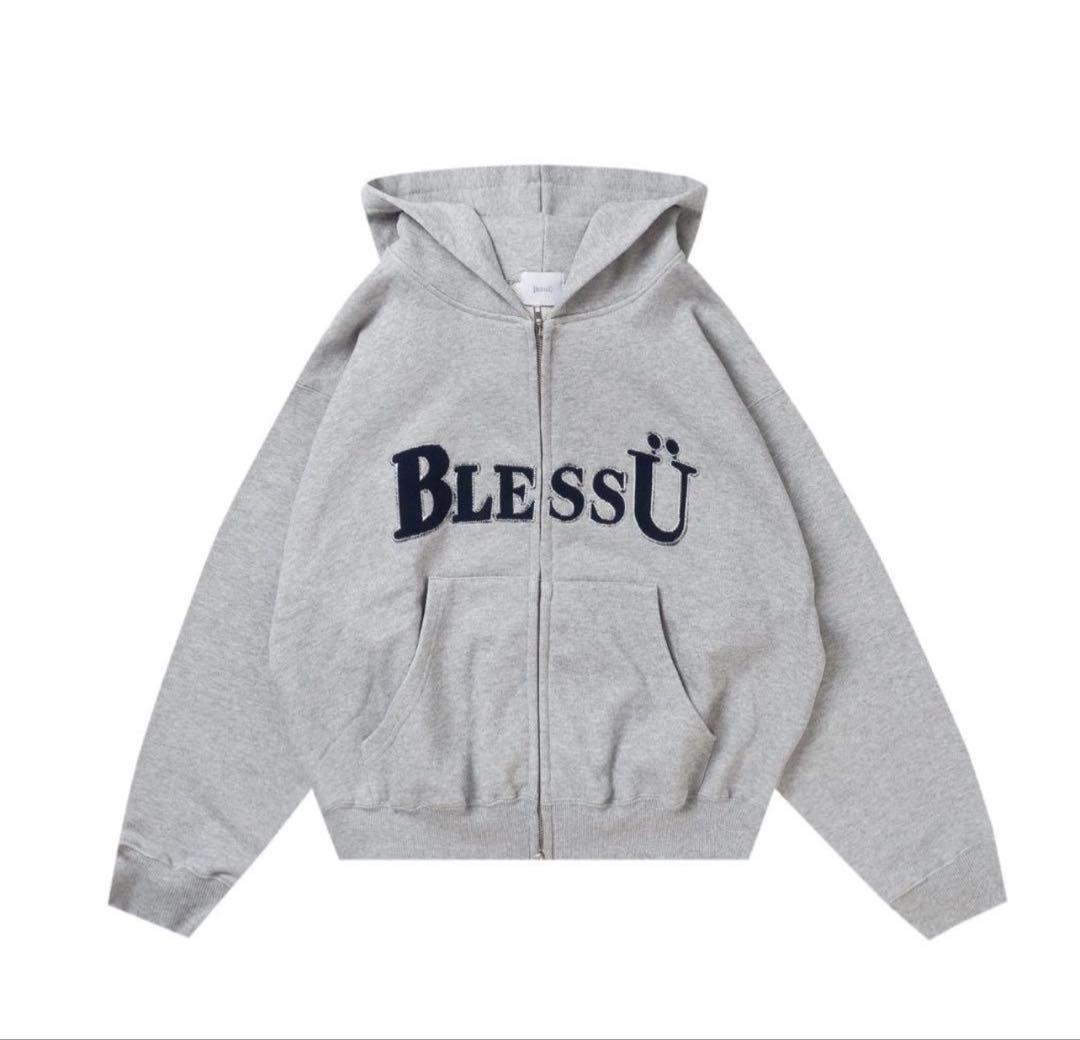 BlessU グレー ジップアップパーカー - メルカリ
