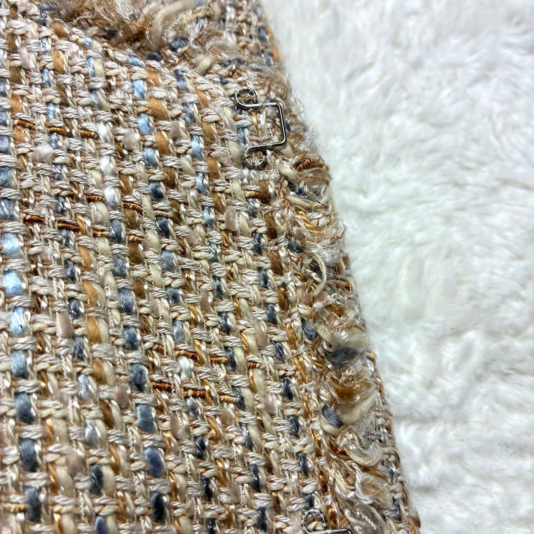 ANAYI アナイ カラーミックスツィード ノーカラー ジャケットベージュ