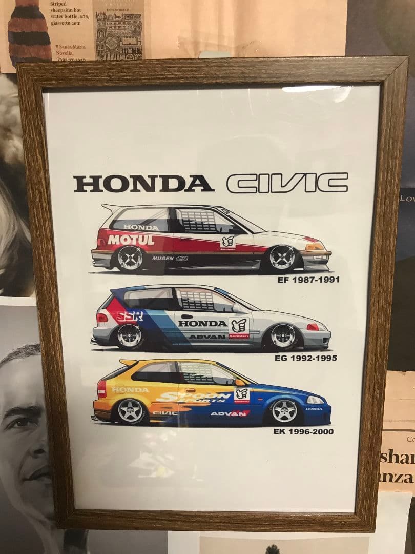 ホンダシビック 歴代モデル ポスターA3 額なし ※A4サイズ変更可能