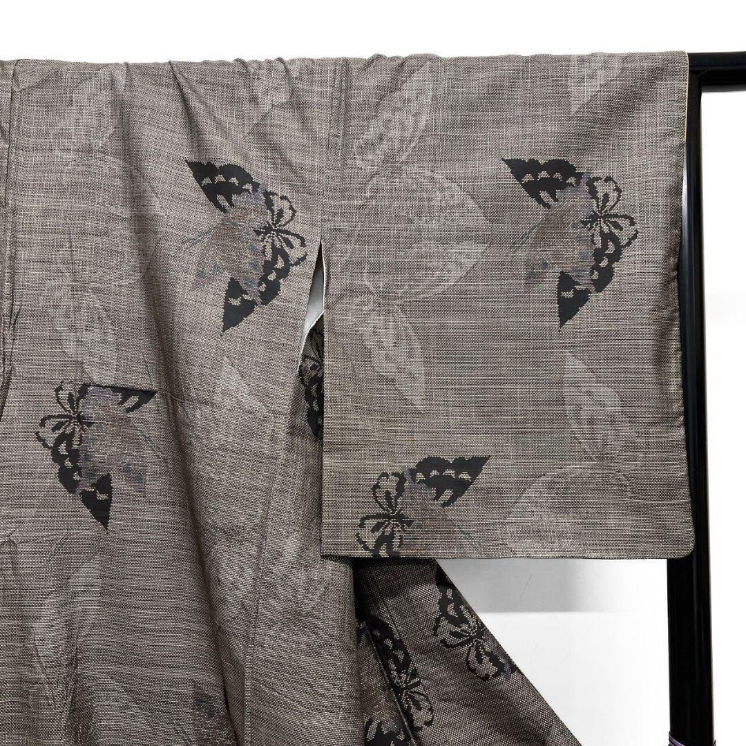 大島紬 小紋 泥染 蝶 蝶模様 着物 014b p