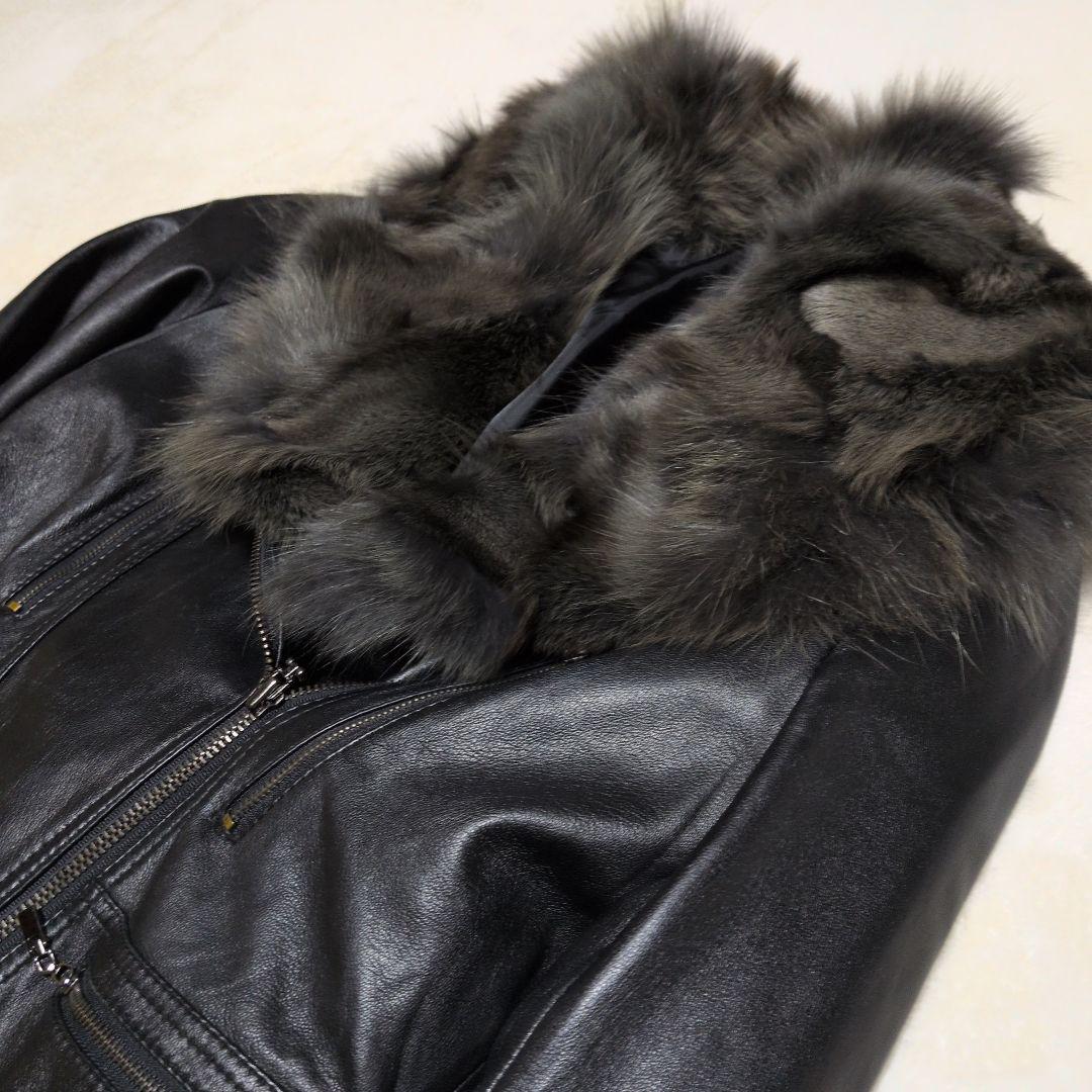 アンディ Andy ラムレザー ファー付き レザージャケット レディース S 黒