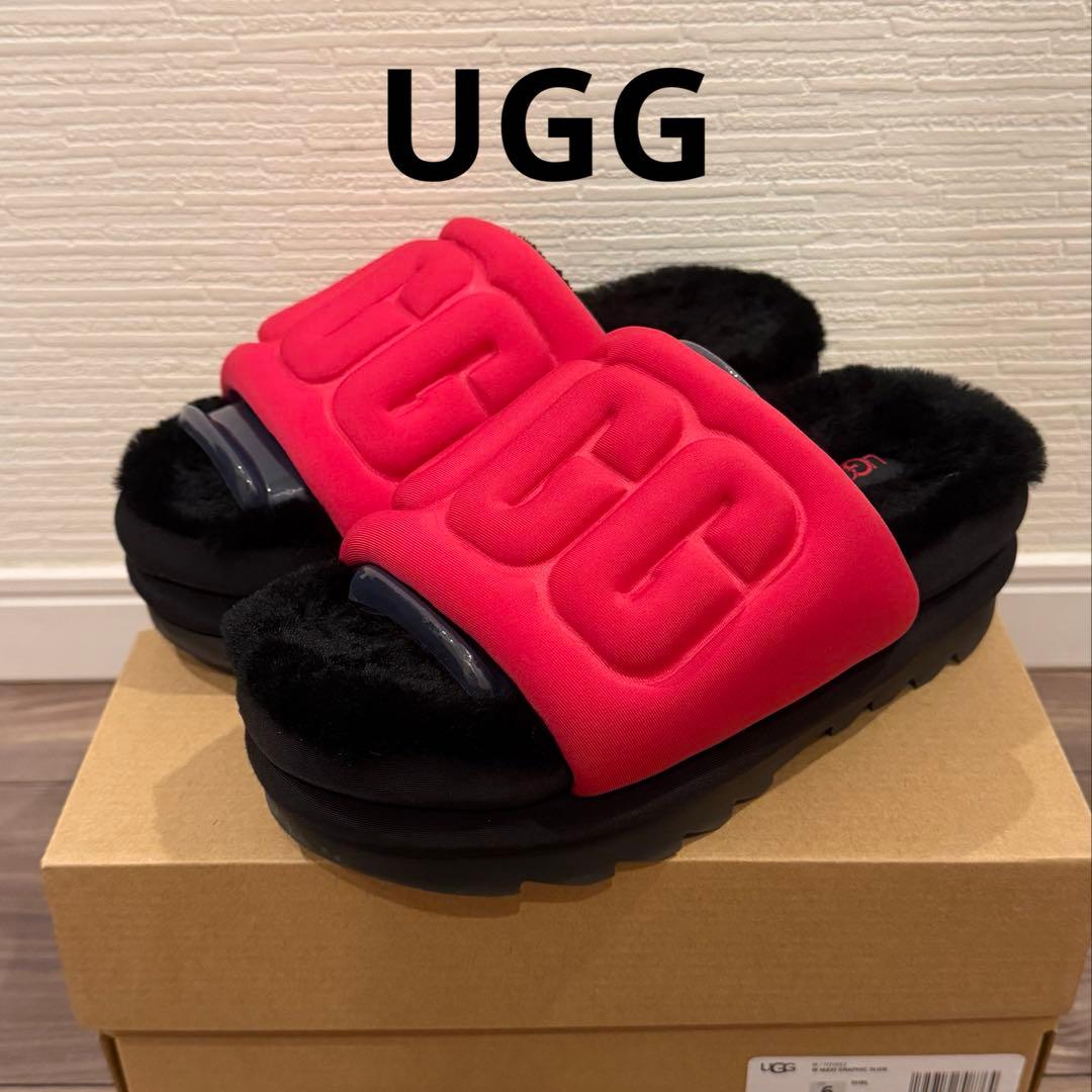 UGGマキシグラフィックスライド厚底サンダル アグ UGG セール仕入れ☆UGG MAXI GRAPHIC SLIDE 厚底ファーサンダル