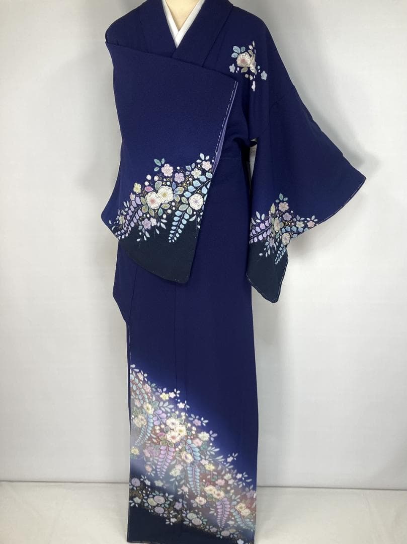 未使用 翠山工房 辻が花 絞り やまと 辻ヶ花 袷 訪問着 紫 黒 紫紺1388