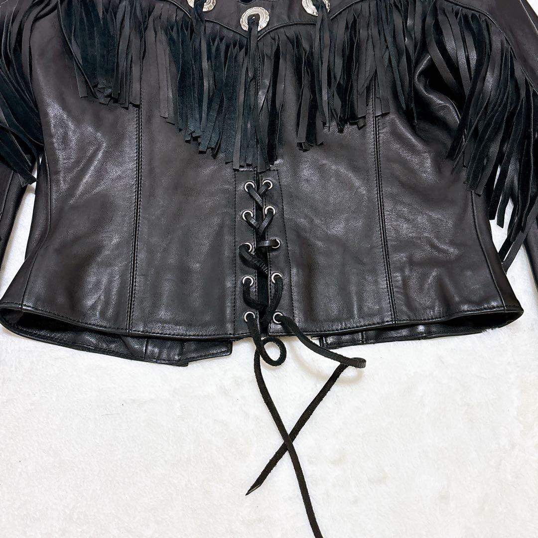 美品✨IXS フリンジ 本革　ライダースジャケット 高級レザー 花柄　バイカー