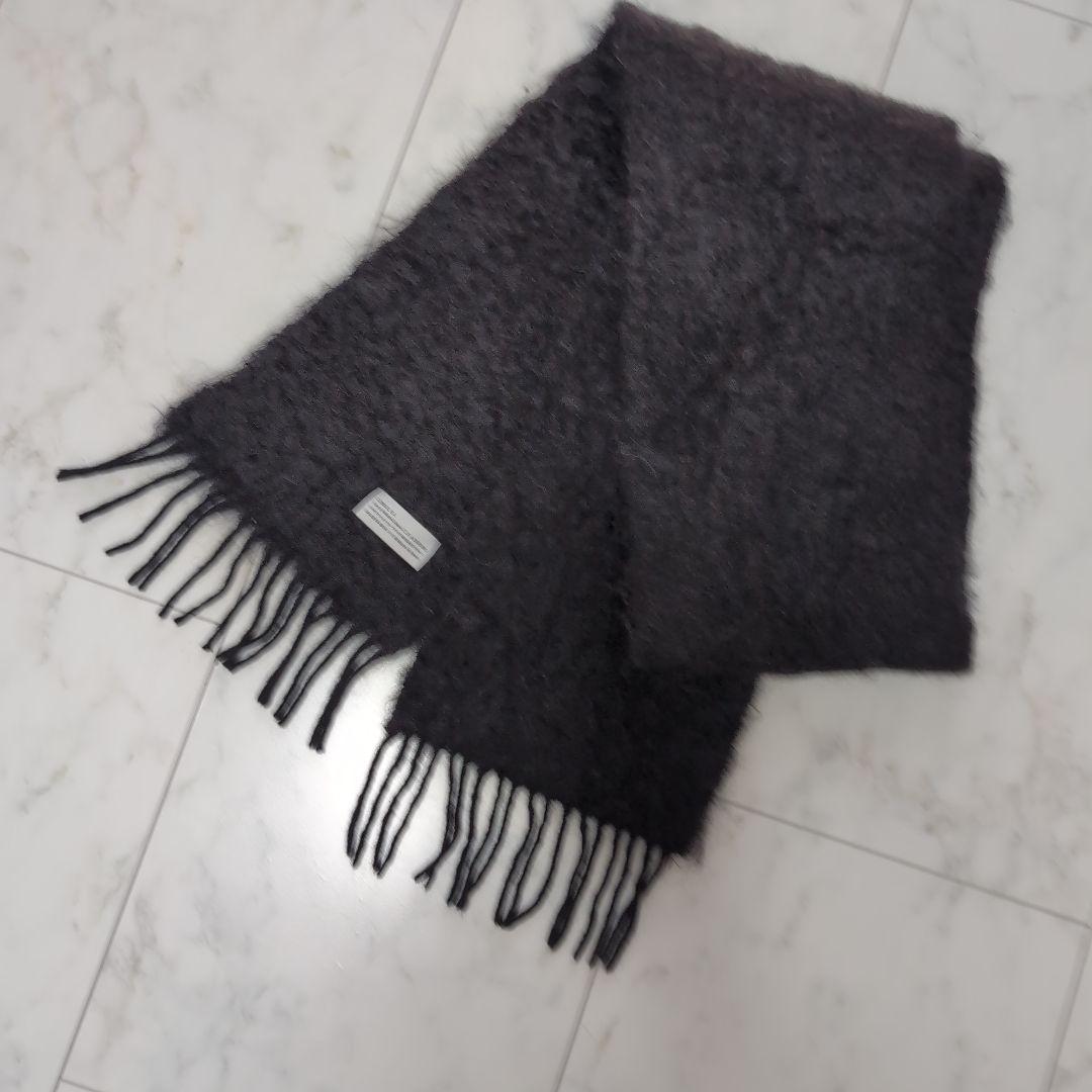 LOEWEモヘアアナグラムロゴマフラー フリンジ付き ブラック - メルカリ