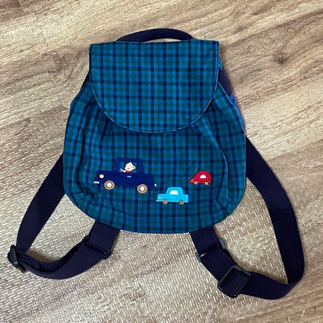 familiar 車の刺繍入りチェック柄リュック 1-2歳児 - メルカリ