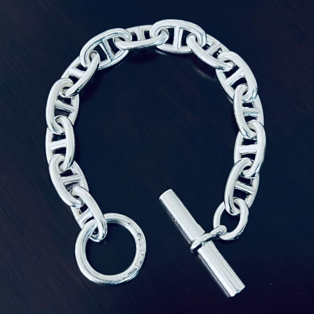 ヴィンテージエルメス シェーヌダンクル ブレスレット GM13コマ 筆記体