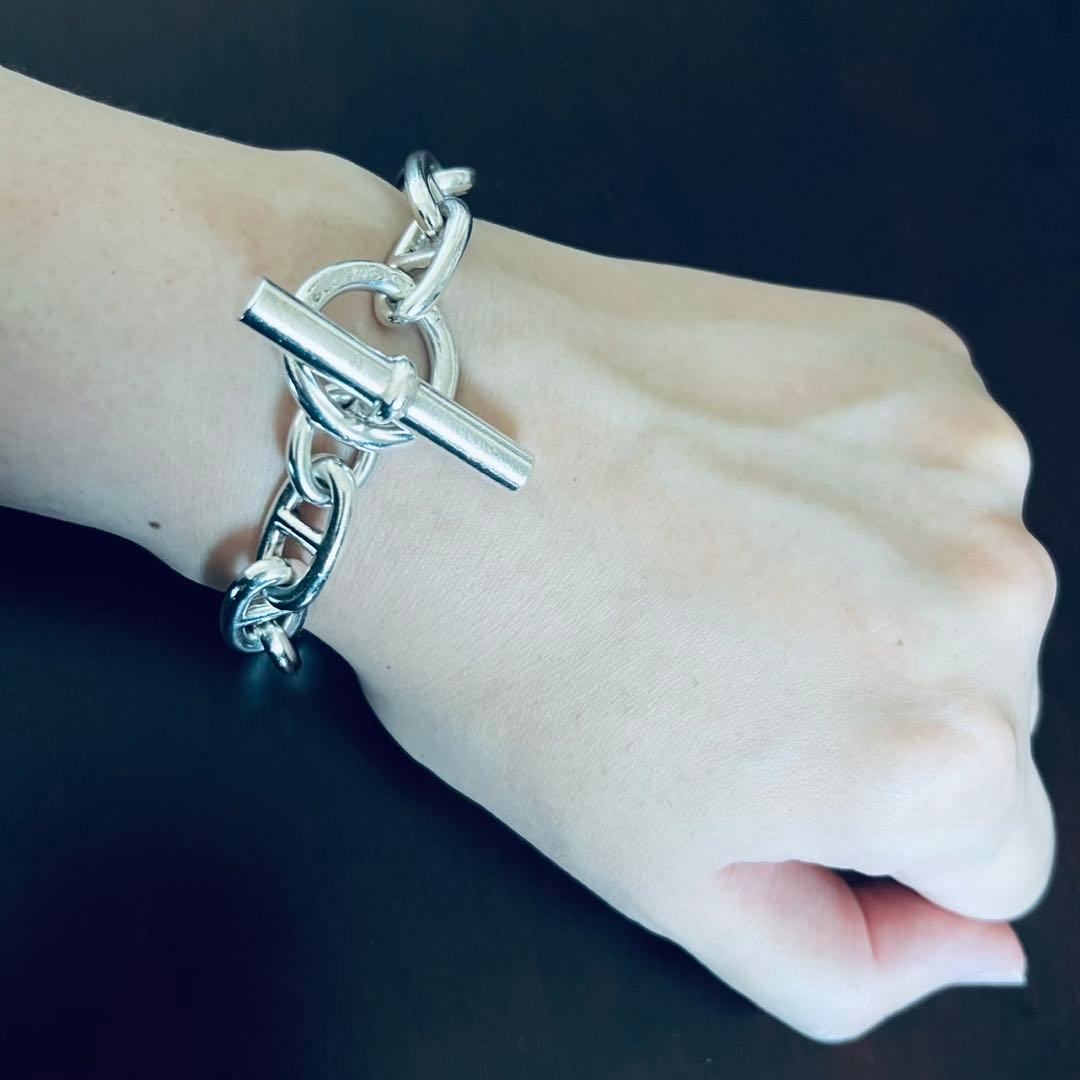 ヴィンテージエルメス シェーヌダンクル ブレスレット GM13コマ 筆記体