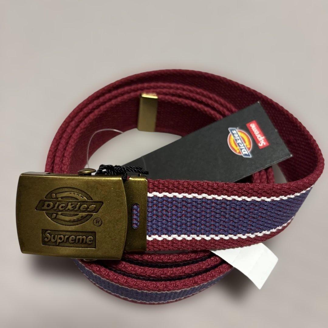 Supreme/Dickies ストライプウェビングベルト マルーン - メルカリ
