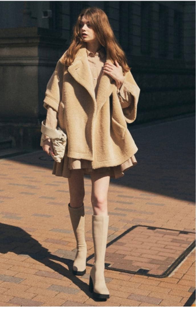 新品未使用 COCO DEAL ココディール ボアケープコート ベージュ - メルカリ