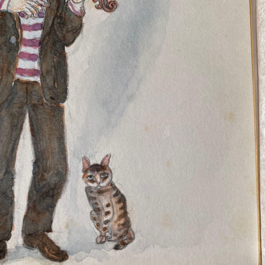 小西保文 色紙 「街のミュージシャン」 水彩画 - メルカリ