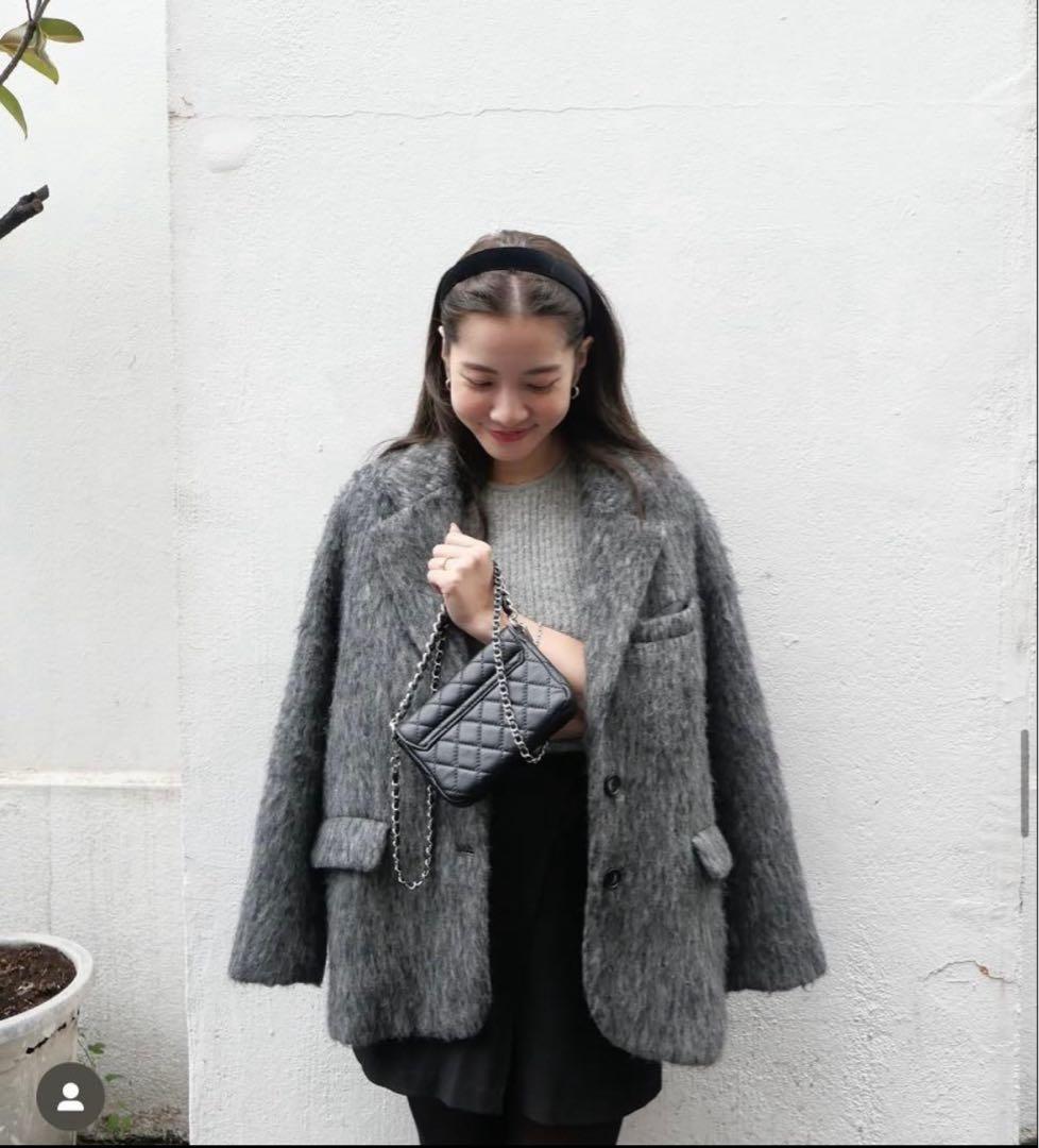 BASEMENT モヘアシャギージャケットコート - メルカリ