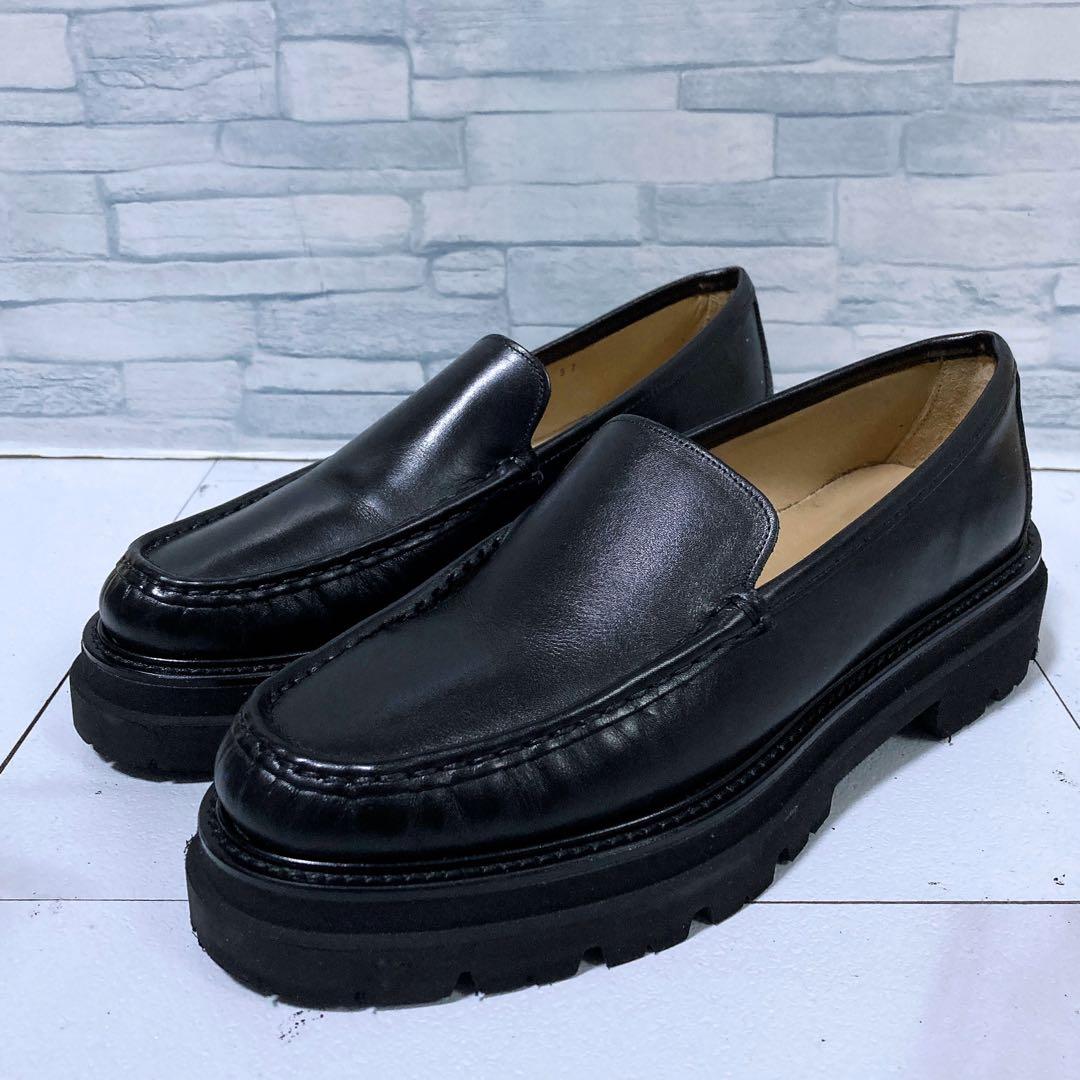 美品 パスクッチ 厚底ローファー 37 23.5 ボリュームソール レザー 黒 パスクッチ PASCUCCI ラウンドトウ厚底ローファー （ブラックエナメル