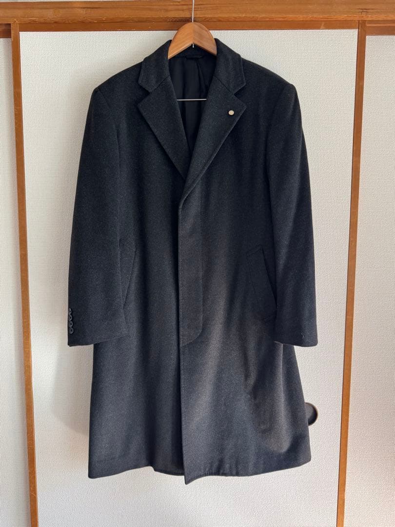 HERMES PARIS ダークグレー ヴィンテージチェスターコート