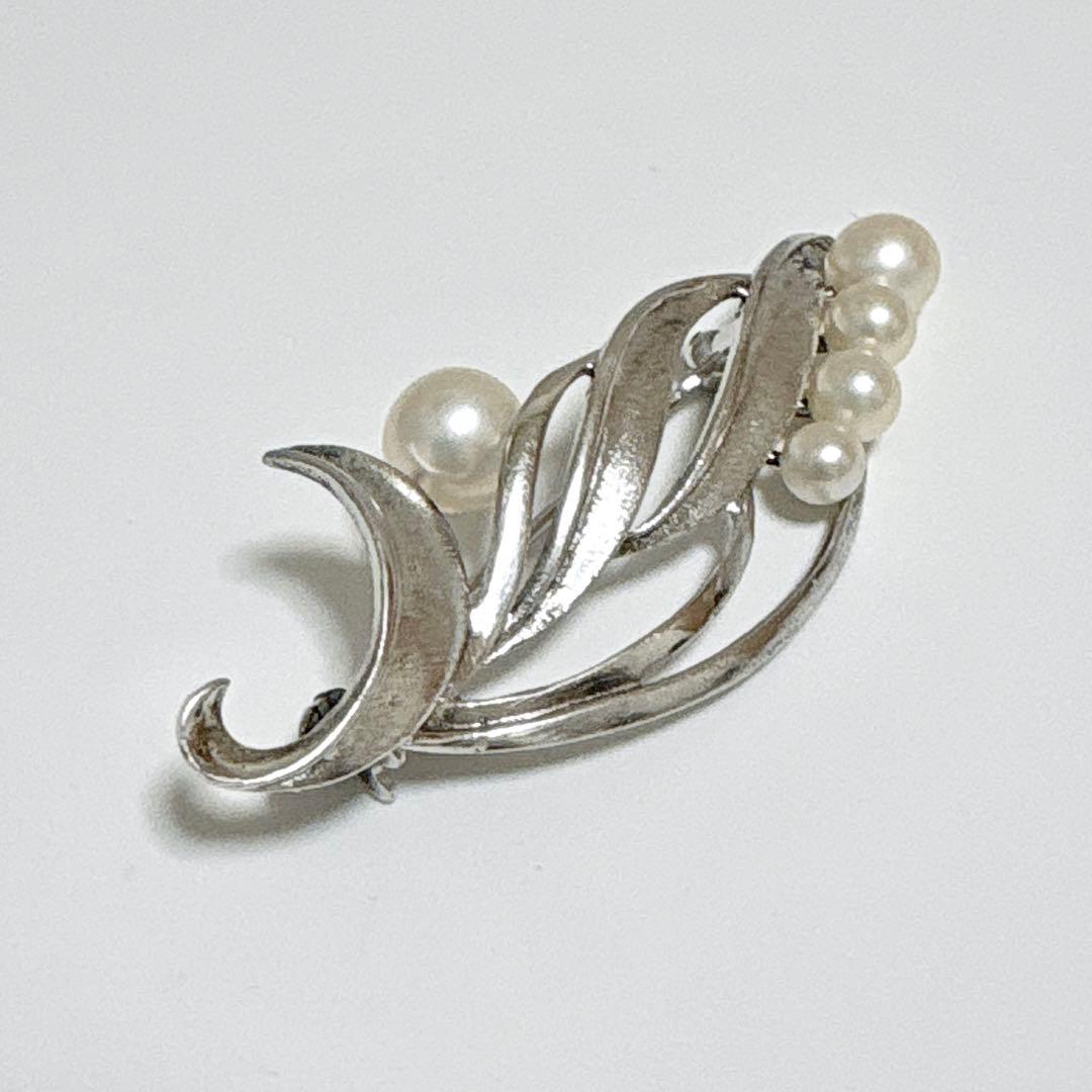 皇室御用達✨ ミキモト アコヤ真珠 ベビーパール ブローチ リーフ