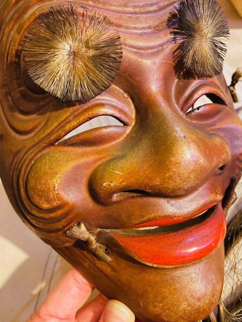 能面 笑顔の木製お面 約 - メルカリ