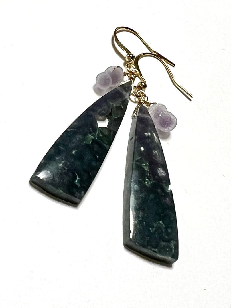 レア グリーン入 グレープアゲート グレープアゲート小粒付 14kgf