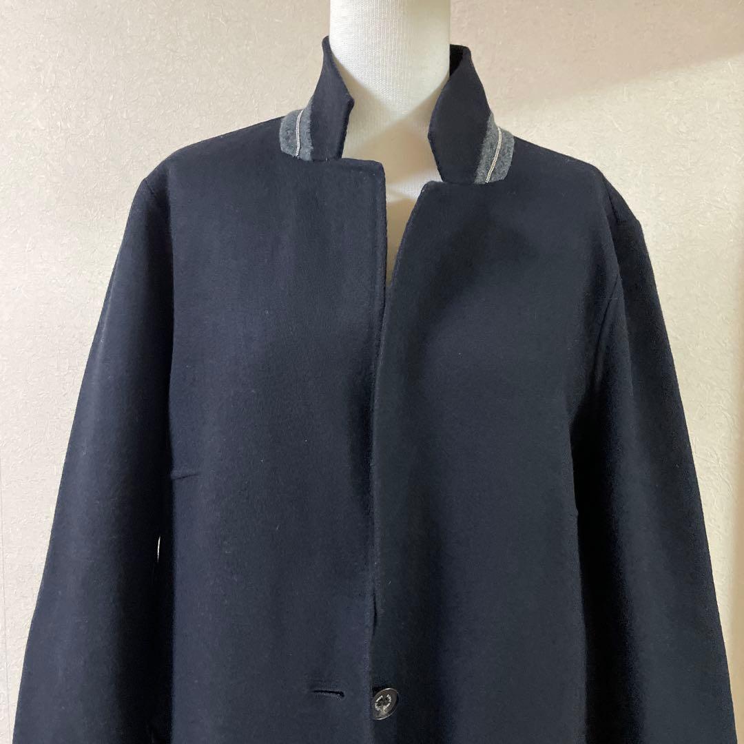 お値下げ‼️ブランベール ネイビー チェスターコート 襟ボールチェーン
