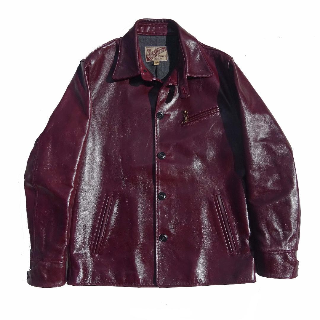 超美品Y'2 LEATHER ワイツーレザーアニリンホースカーコート40チェリー