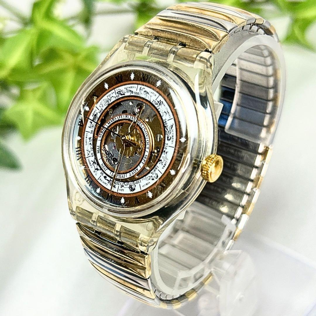 希少】SWATCH 自動巻き 腕時計 スケルトン 12星座文字盤 レディース