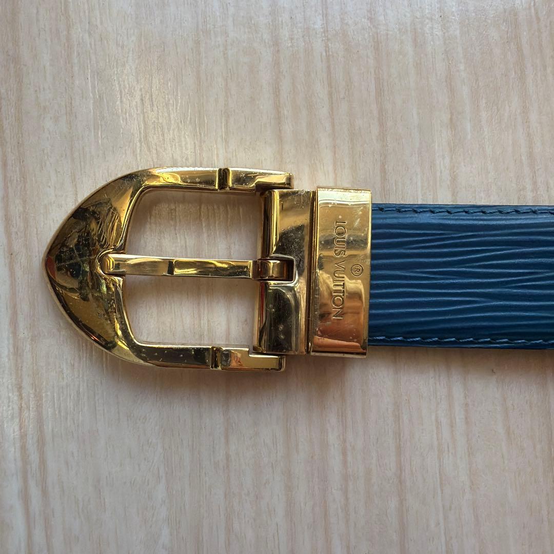 LOUIS VUITTON 全長約90cm エピ サンチュール レザーベルト　青 楽天市場】LOUIS VUITTON ルイ ヴィトン エピ サンチュール LV