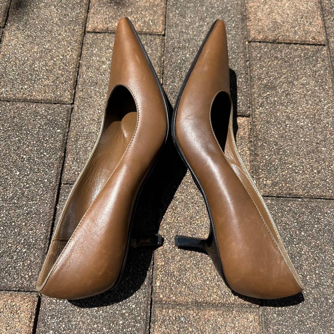 GUCCI ブラウン ポインテッドトゥ ヒール 23.5cm