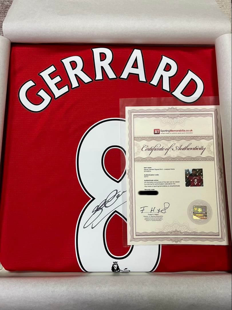 リヴァプール　リバプール　スティーブン・ジェラード　サイン入りユニフォーム メモラビリア】スティーブン・ジェラード 直筆サイン入りサッカー