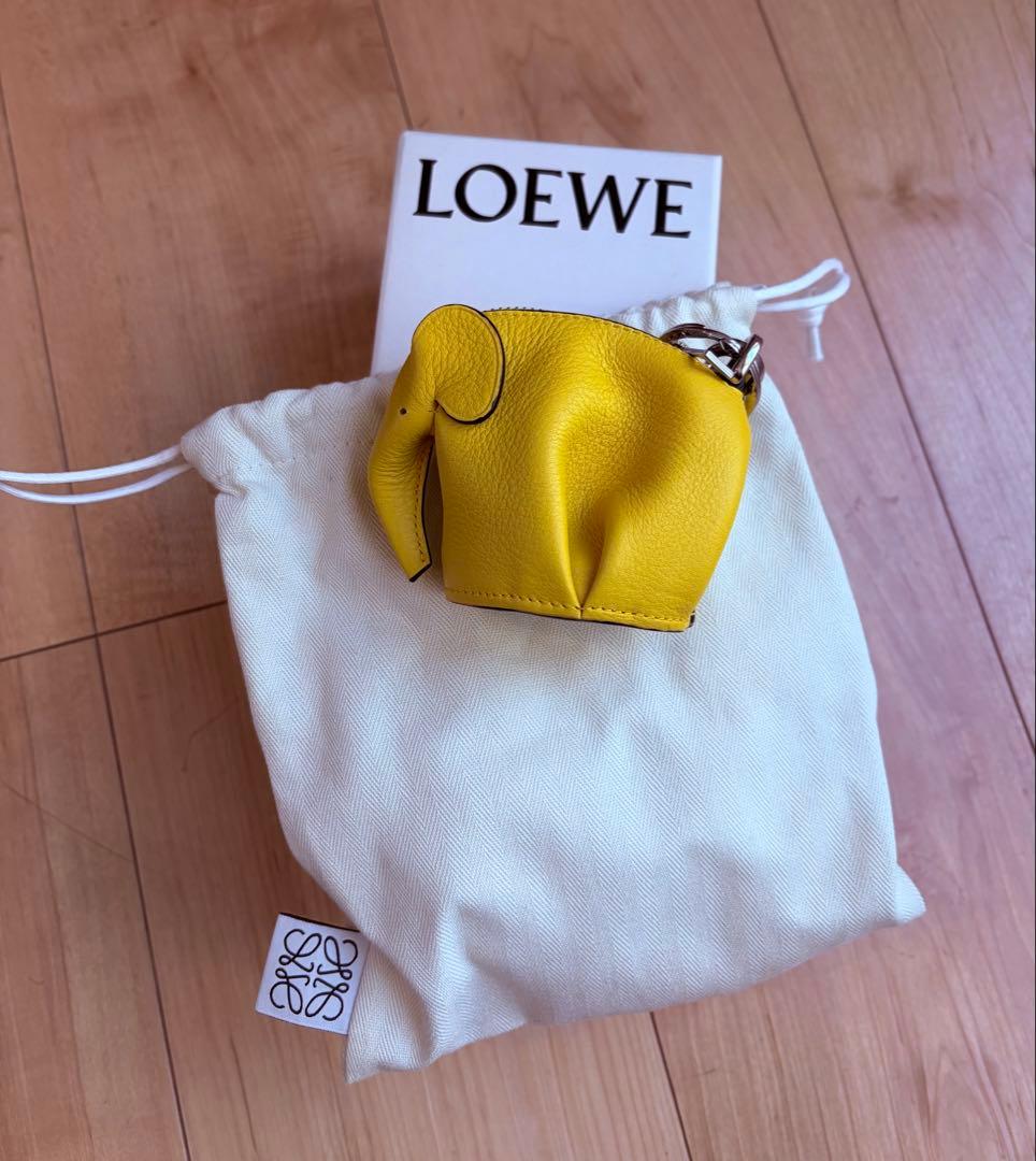 ロエベ エレファント 象 イエロー キーチャーム ケース LOEWE ロエベ エレファント チャーム コインケース キーホルダー